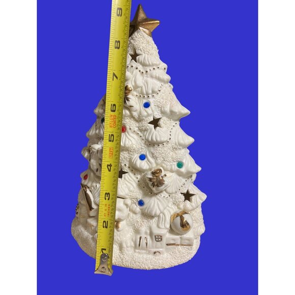 Ceramic Light-Up Christmas Tree With Decorations And Gold Colored Accents - Picture 8 of 10